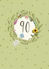 90th Birthday card created by Love Lucy Illustration