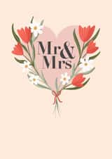 Mr & Mrs - bouquet heart wedding card created by Kathryn Whybrow