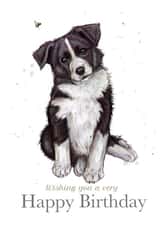 Border Collie Puppy Birthday Card created by Silvia Whiteley Art