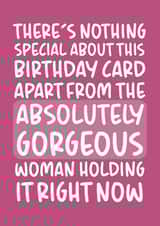 'Absolutely Gorgeous Woman' Funny and Cute Girlfriend Birthday Card created by Brogan Thomas