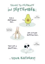 Cute Birthday Card - September Birthday - Things To Celebrate created by PaperJam Print Co.