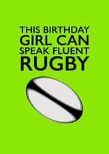 Birthday Card for Rugby Loving Girl created by PEA GREEN PRINTS