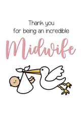 Thank you Midwife stork card created by Sassy Scribbles UK