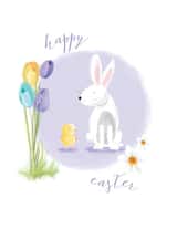 Pretty Happy Easter with Bunny and chick created by Pink Pig