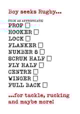 Valentines Rugby card created by IR Design