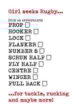 Rugby Valentines card created by IR Design