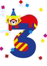 Happy 3rd birthday cute red panda kids card created by Alphablots