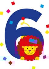 Happy 6th birthday cute lion kids card created by Alphablots