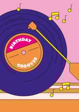 Birthday grooves vinyl record happy birthday card created by Alphablots