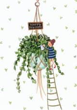 Pretty Hanging Plant New Home Card - House Plant - Happy New Home created by Love Lucy Illustration