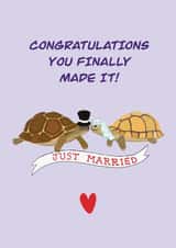 Married at last card - Tortoise wedding card created by beacapomaggidesign