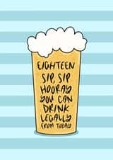 Sip, Sip, Hooray, 18th Birthday Beer Card created by Muses & May 