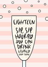 Sip, Sip, Hooray, 18th Birthday Prosecco Card created by Muses & May 