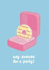 Party Ring Funny Biscuit Engagement Card in Pastel Colour Palette created by Lucy Maggie Designs