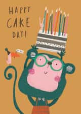 Monkey and Birthday Cake card created by Stripey Paper