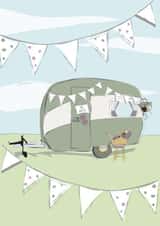 Vintage Caravan Wedding Card - Just married created by Doodle Keg