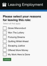 Funny | Leaving Employment Card | Gov Government Gateway Form created by Pottsy Prints