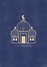 Eid Mubarak | Mosque Blue Card created by BYBAMBY