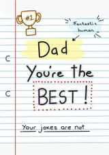 Dad you’re the best! Your jokes are not Note Card created by Maria Joanne Designs