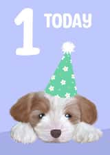 Baby first puppy birthday card created by Sarah Stephenson