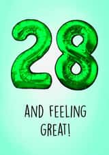 28 and feeling Great! Card created by Poppy & Mabel