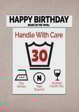 Cheeky Funny Happy 40th Birthday Card- Handle with Care Instructions label created by ShortRound888