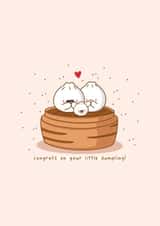 Congrats on your little dumpling - bao bun, dim sum new baby card created by Rosalie Perl