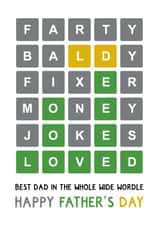 Funny Fathers Day Card - Dad - Wordle - Best Dad In The Whole Wide Wordle created by Beehive Design