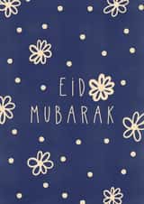Eid Mubarak | Flowers Blue Card created by BYBAMBY