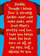 Dad my hero black Father’s Day and birthday card created by The Girl Next Draw Cards