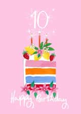Classic Birthday Card - 10th - Rainbow Cake created by Naughty Nice
