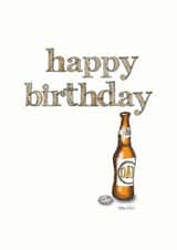 Happy Birthday Dad beer bottle card created by Helen Leslie Illustrator