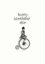 'Happy Birthday Sir' Penny Farthing birthday card for men created by Helen Leslie Illustrator