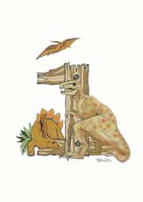First birthday roarsome number 1 dinosaur card created by Helen Leslie Illustrator