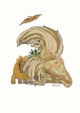 Second birthday number 2 Dinosaur card created by Helen Leslie Illustrator