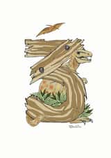 Happy 3rd Birthday dinosaur card created by Helen Leslie Illustrator