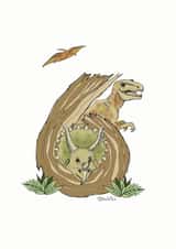 Happy 6th Birthday Dinosaur card created by Helen Leslie Illustrator