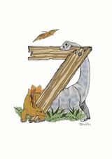 Happy 7th Birthday Dinosaur card created by Helen Leslie Illustrator