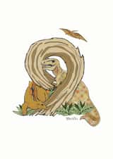 Happy 9th Birthday Dinosaur card created by Helen Leslie Illustrator