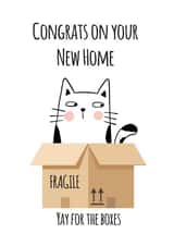 Funny Cat New Home Card - Moving Boxes - Congrats On Your New Home created by Dotesy Designs