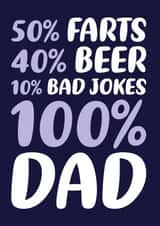 100% Dad Card for Dad created by Dean Morris Cards