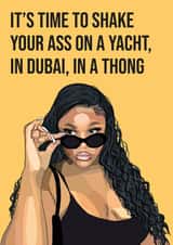 Nella Rose "shake your ass on a yacht" card created by SophiPrints