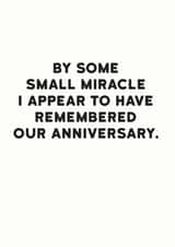 Funny Typography Anniversary Card - By Some Small Miracle I Appear To Have Remembered Our Anniversary created by Holy Flaps