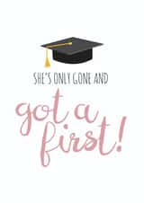 Funny and Cute First Class Graduation Card for Her created by whimsical AF