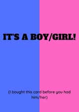 It's a boy or girl new baby card created by Impossible Fox Designs