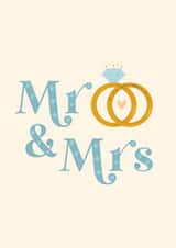 Mr & Mrs Wedding Card - simple cartoon rings created by Kamiya Chirodian