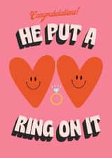 Cute Engagement Card for A special couple - He Put A Ring On It Card created by HollieGraphik