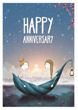 Cute LGBT Lesbian couple Happy Anniversary card created by Lanther Black