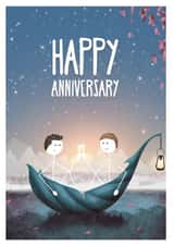 Cute LGBT Gay Couple Happy Anniversary Card created by Lanther Black