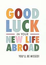 Good luck in new life abroad card created by Rebecca Prinn